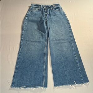 Zara Wide-Leg Denim Jeans in Medium Blue